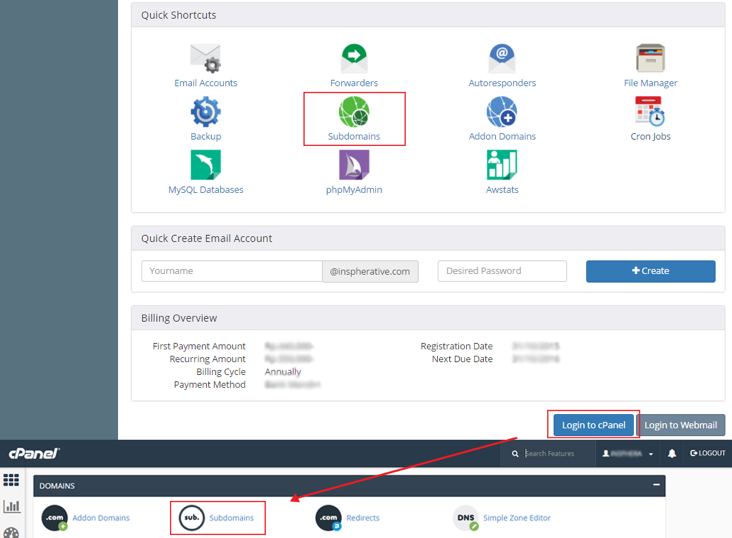 Tutorial membuat subdomain melalui cPanel 1