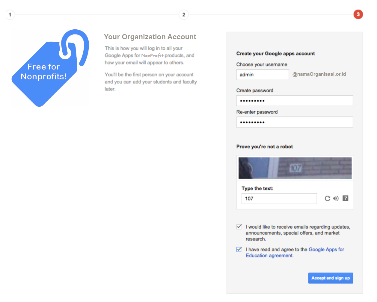 Mengaktifkan Admin Console Google Apps akun Google for NonProfit