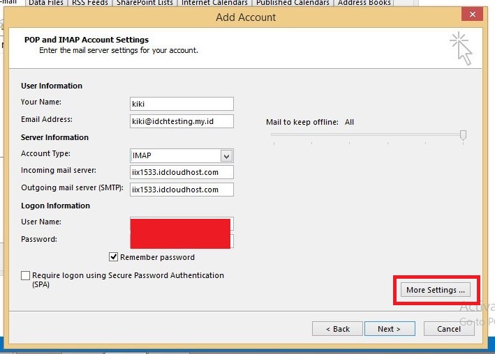 menghubungkan email cpanel dengan outlook