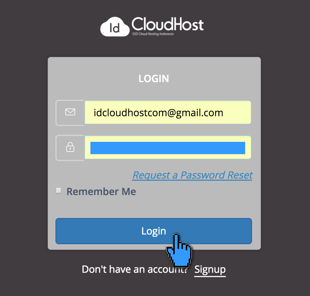 Cara Login Menggunakan Akun IDcloudHost 2