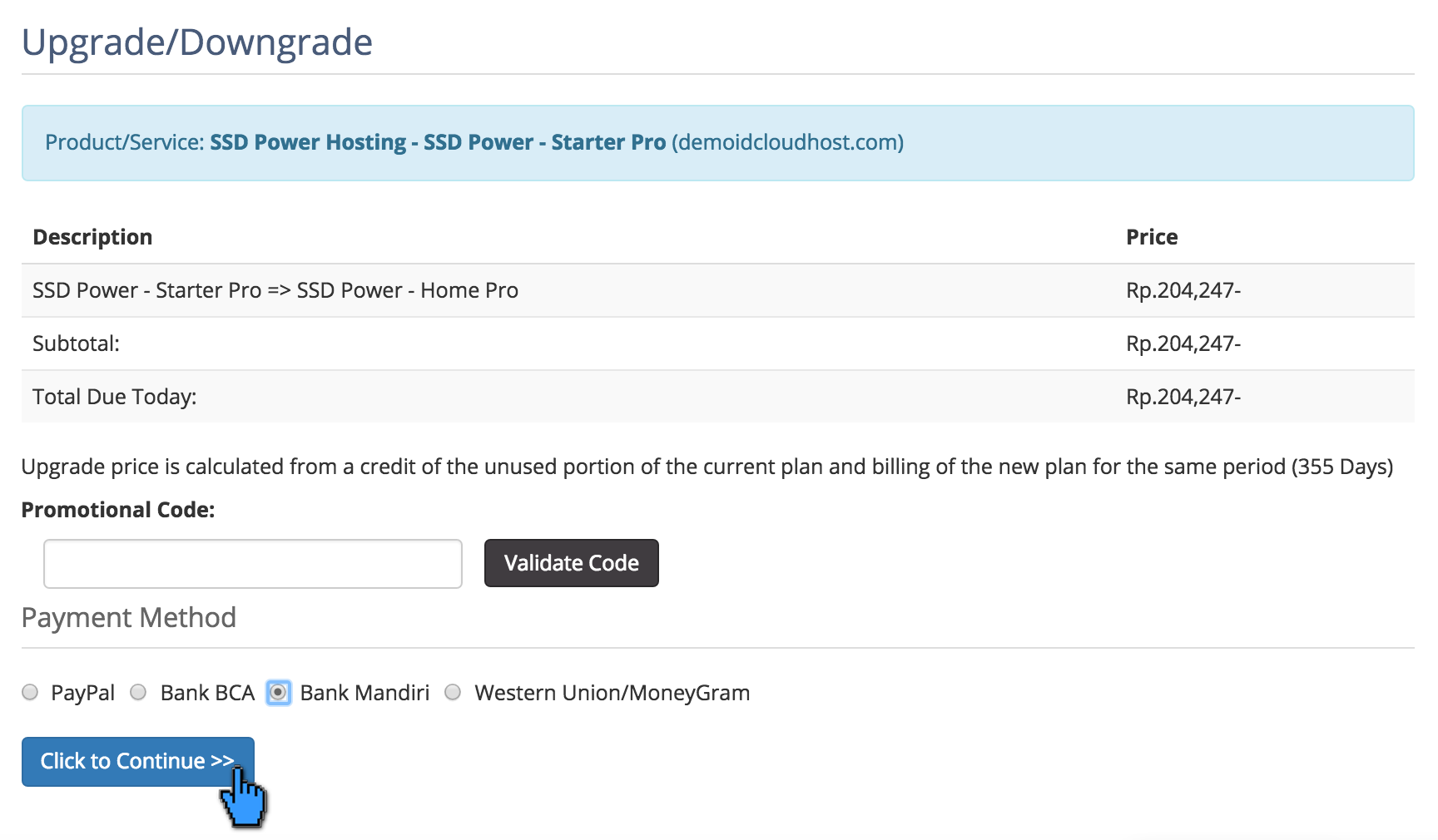 Cara Upgrade dan Downgrade Hosting 7