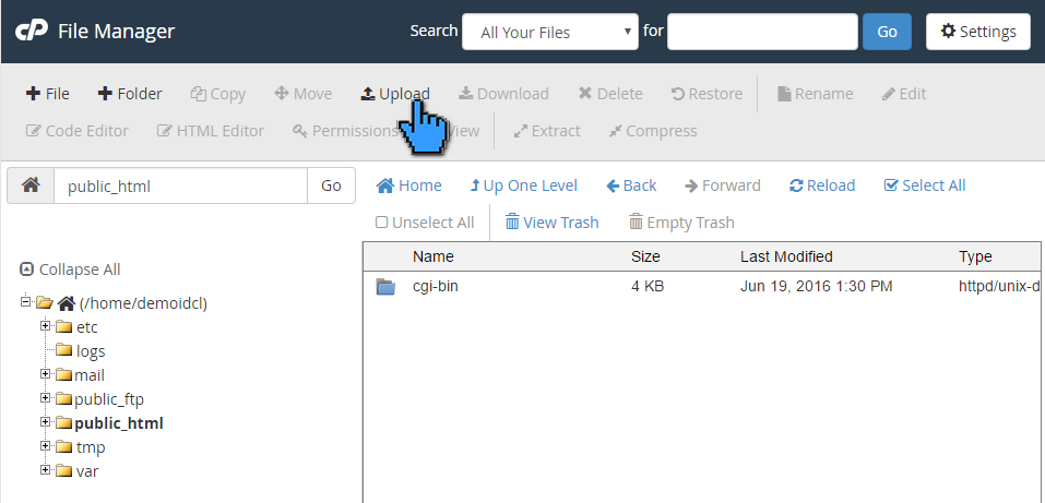 Cara Upload File Website ke Hosting di cPanel 5 (pointer)