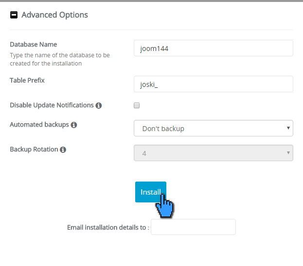 Cara instalasi joomla di cPanel 10(pointer)
