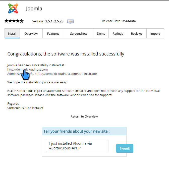 Cara instalasi joomla di cPanel 12(pointer)