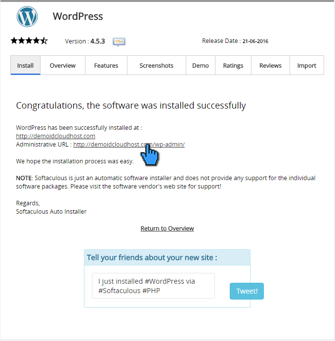 Cara instalasi wordpress di cPanel 13(pointer admin)