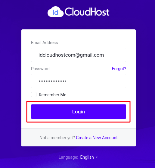 Loginpage idcloudhost 2020