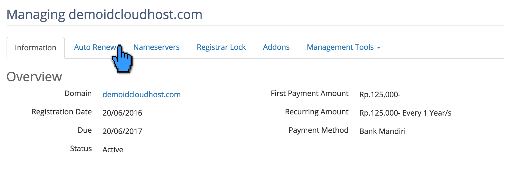 Perpanjang Masa Aktif Domain Otomatis 5