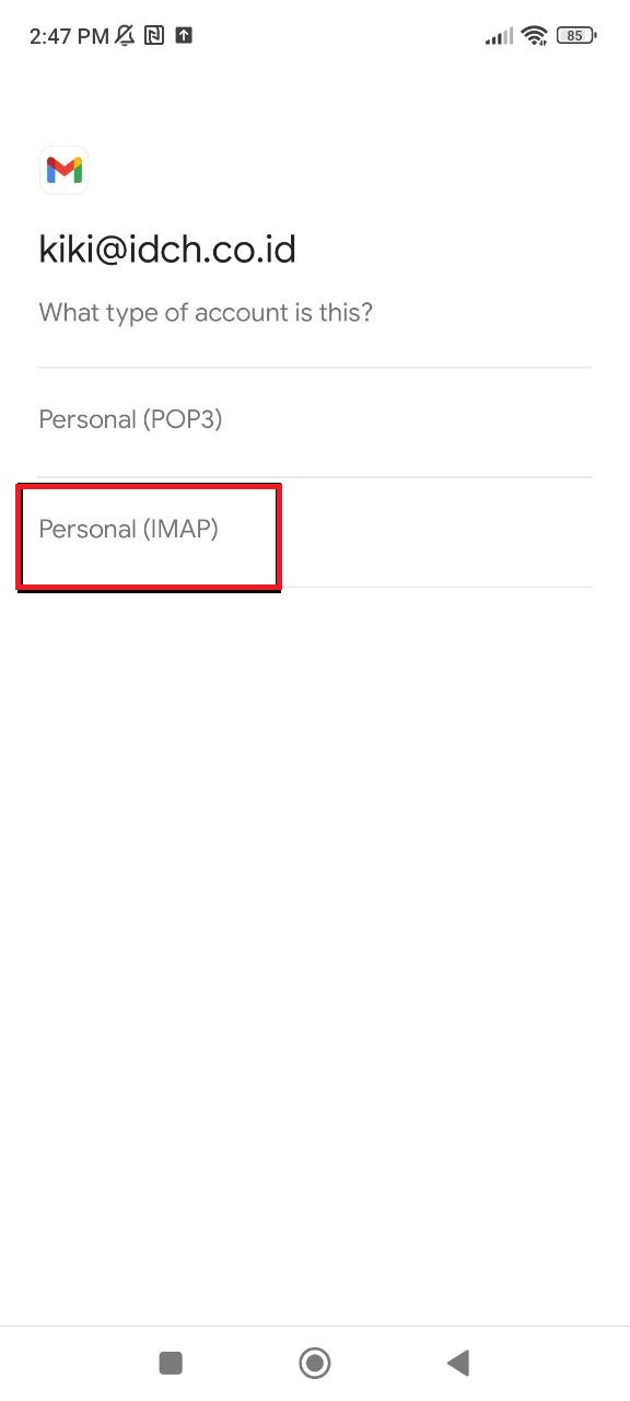 menghubungkan email cpanel ke android