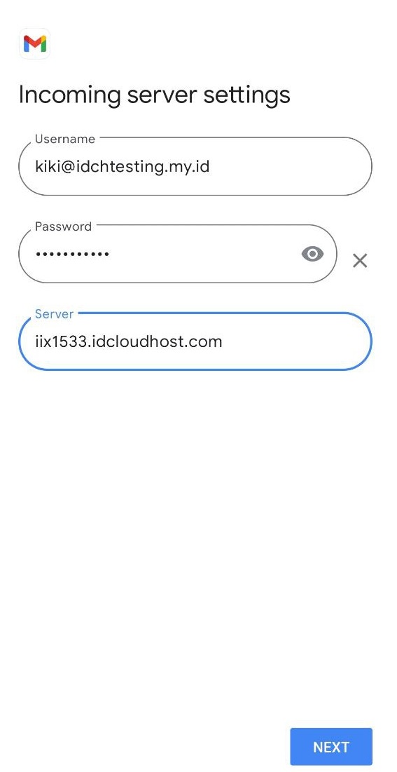 menghubungkan email cpanel ke android