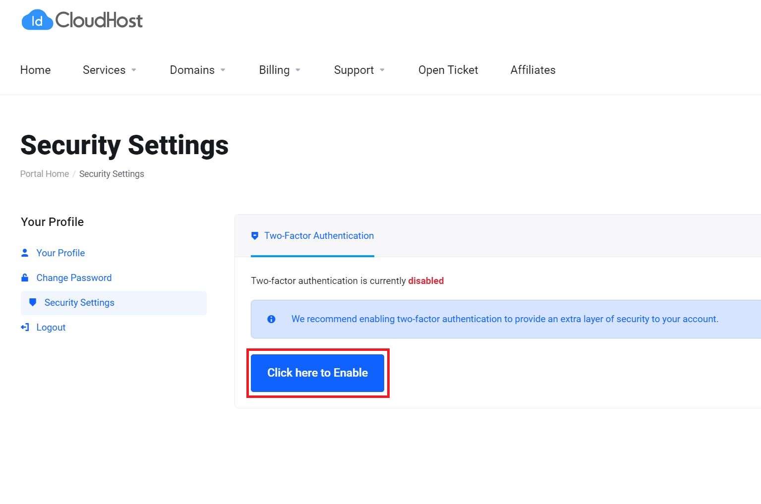 Verifikasi 2 Langkah pada Akun IDCloudHost