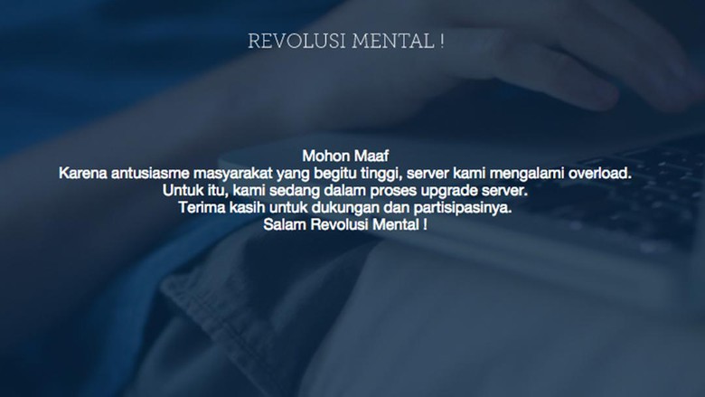 Website Revolusi Mental, Down karena Terbatas Bandwidth