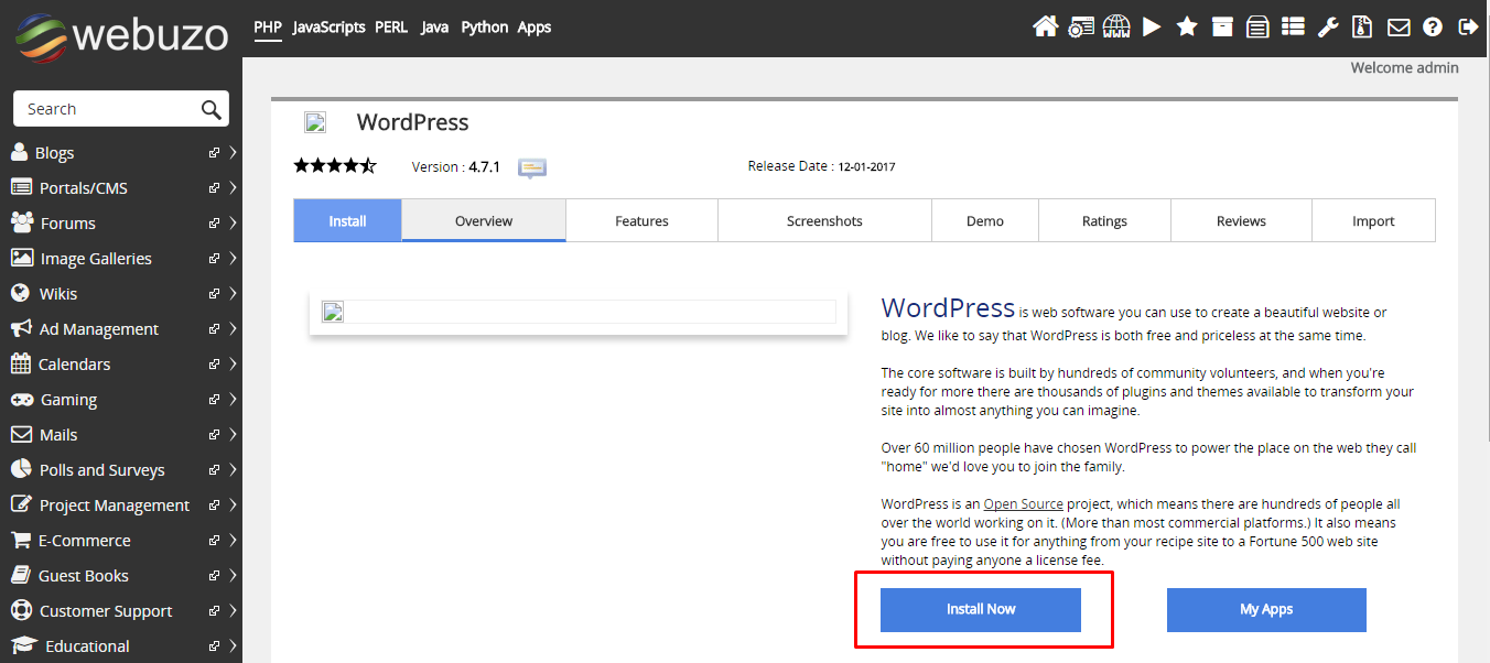 Cara Install WordPress di Panel Webuzo pada VPS