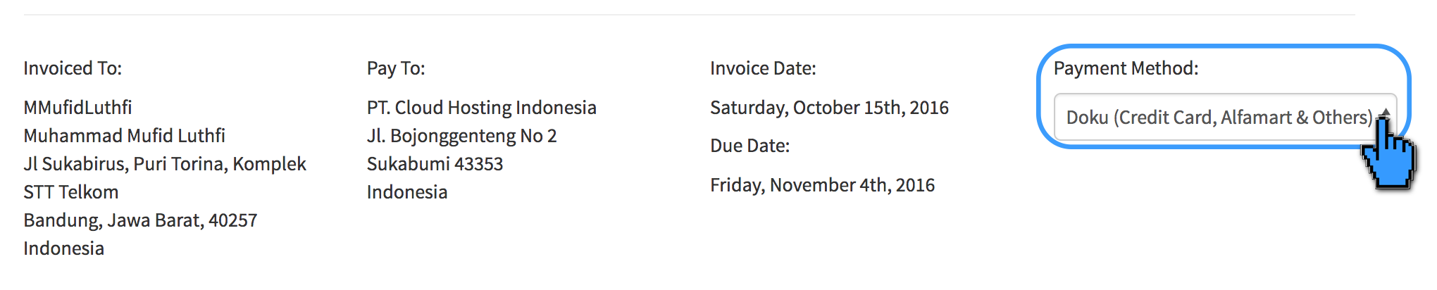 Pembayaran Layanan IDCloudHost via Alfamart