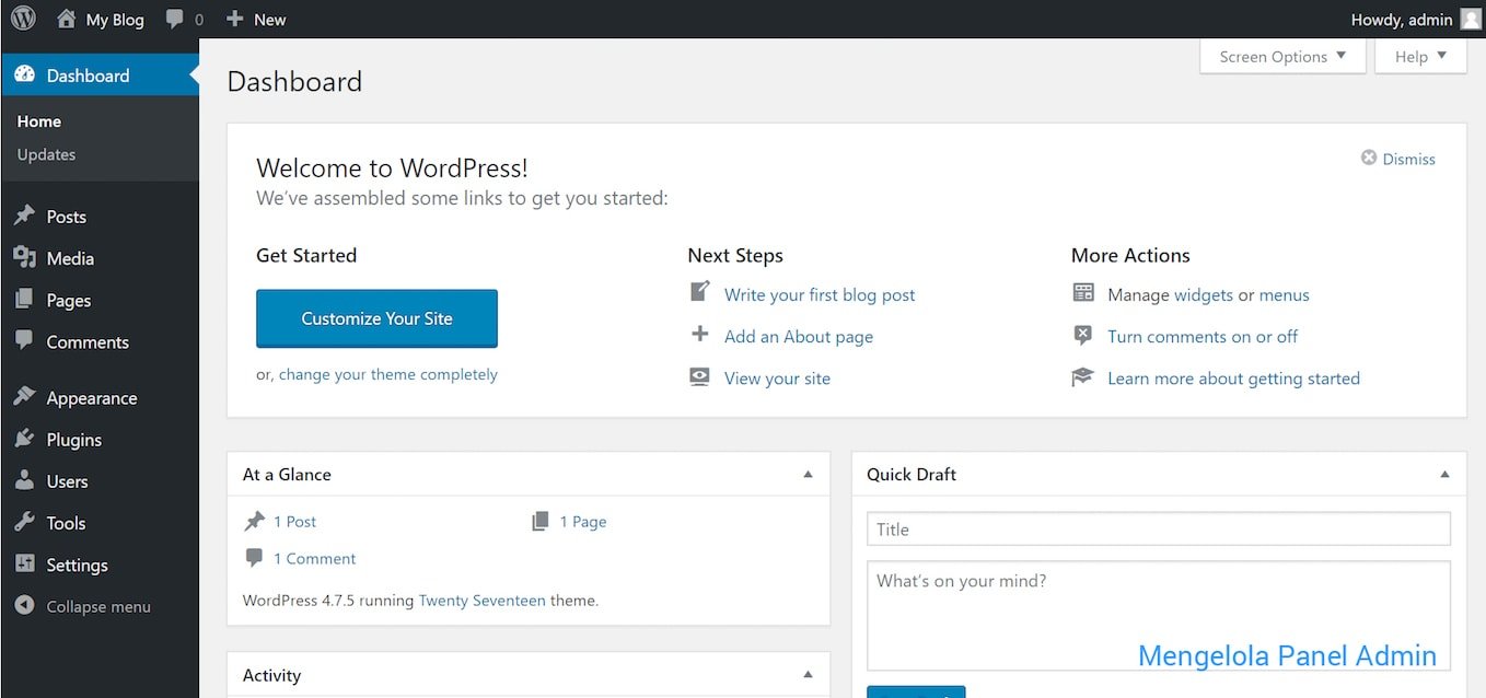Mengelola Panel Admin pada WordPress