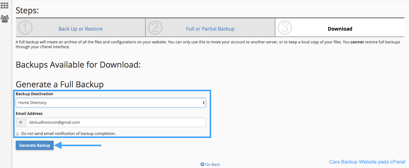 Cara Backup Website Melalui cPanel