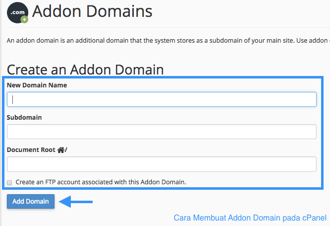 Cara Membuat Addon Domain pada cPanel