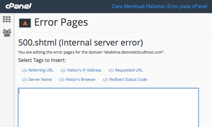 Cara Membuat Halaman Error pada cPanel