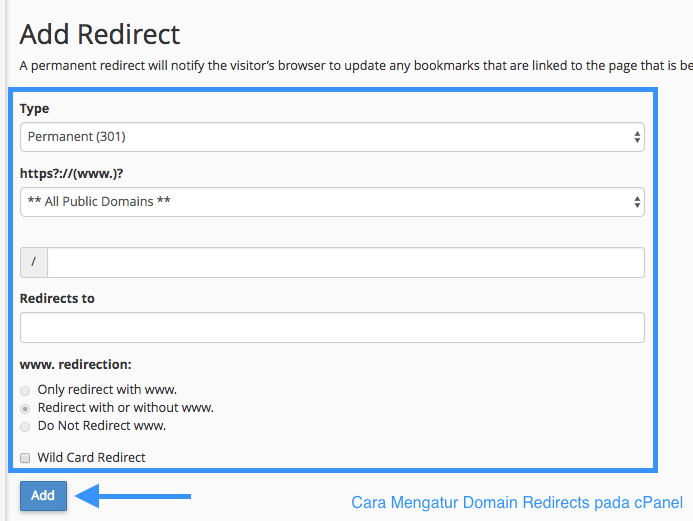 Cara Mengatur Domain Redirects pada cPanel