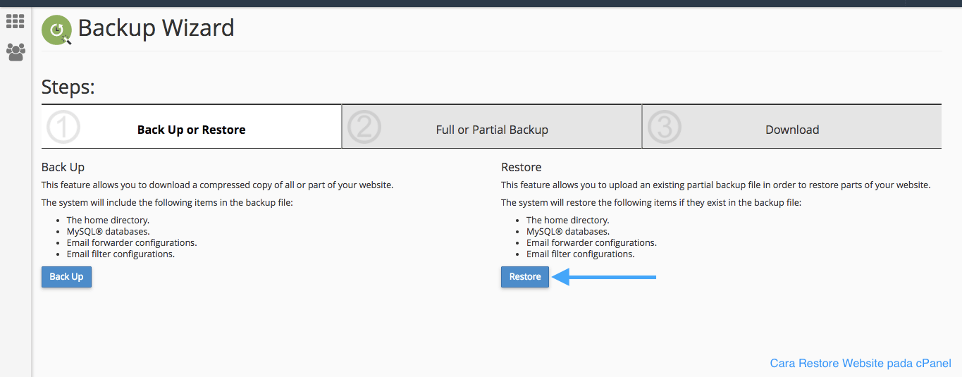Cara Restore Website Melalui cPanel