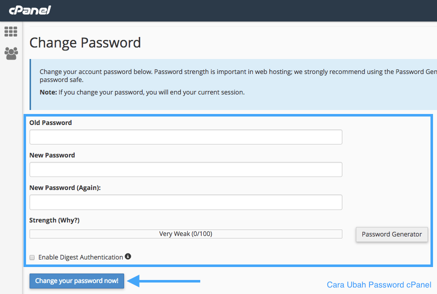 Cara Ubah Password cPanel
