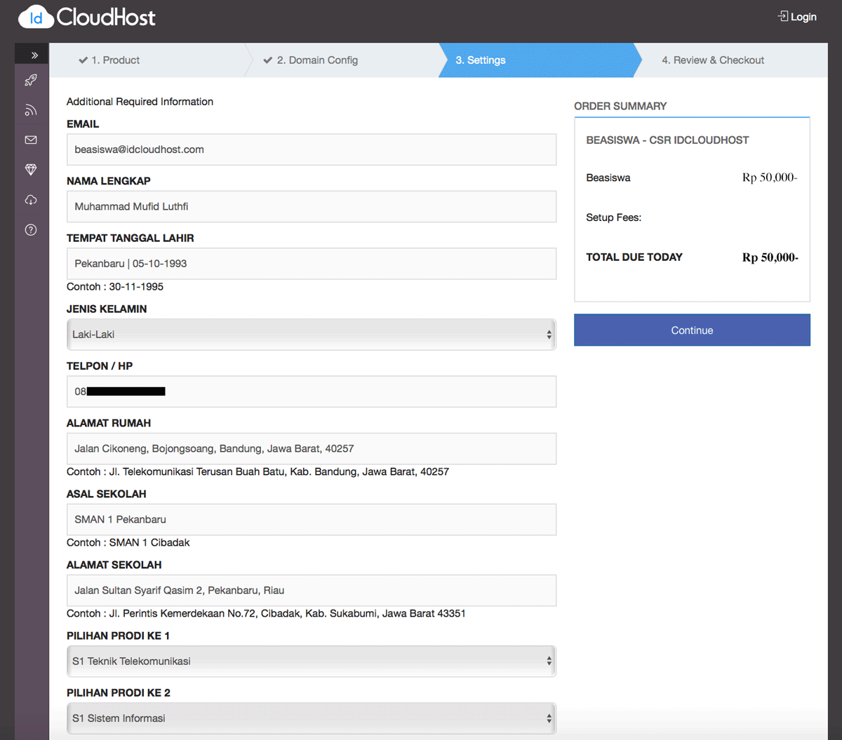 Prosedur Pendaftaran dan Pembayaran Beasiswa IDCloudHost 2018