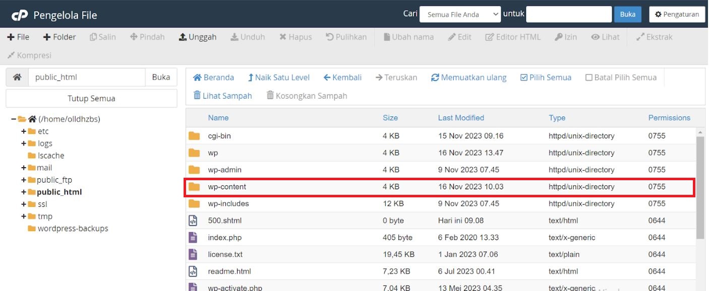 Menonaktifkan (Disable) Plugin WordPress melalui cPanel Menonaktifkan (Disable) Plugin WordPress melalui cPanel