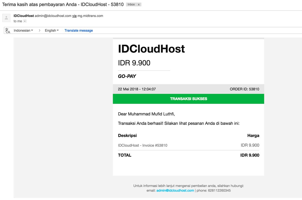 Pembayaran Layanan IDCloudHost via GOPAY