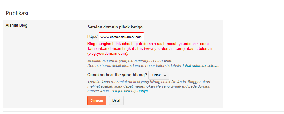Kesalahan atau Error Ketika Membuat Costum Domain pada Blogger