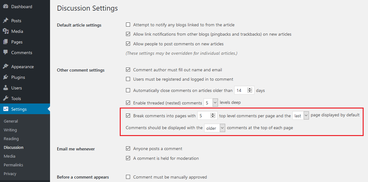 Cara Penomoran Halaman Komentar di WordPress