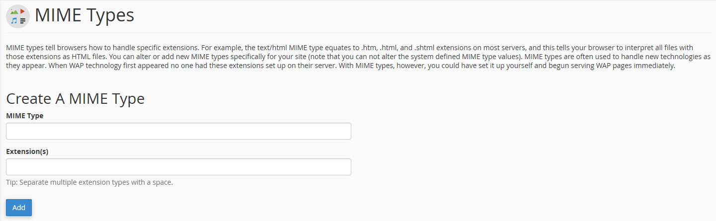 Mengenal MIME Types di cPanel