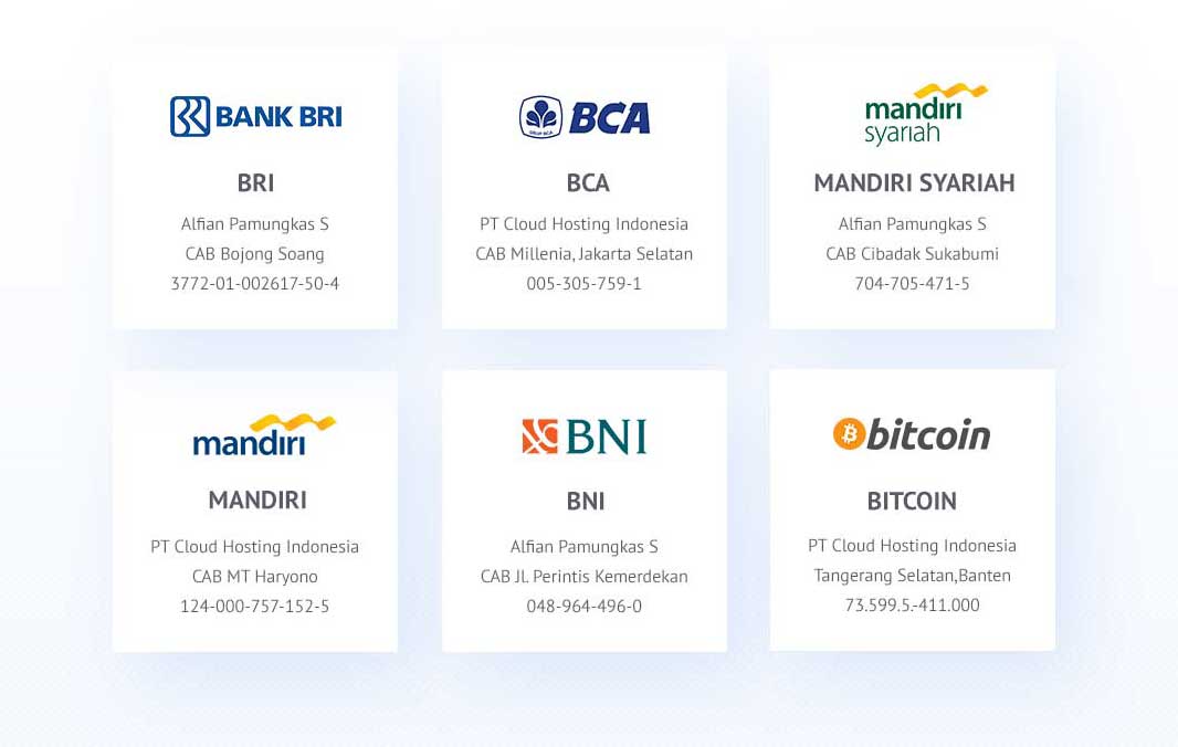 Nomor Rekening IDCloudHost