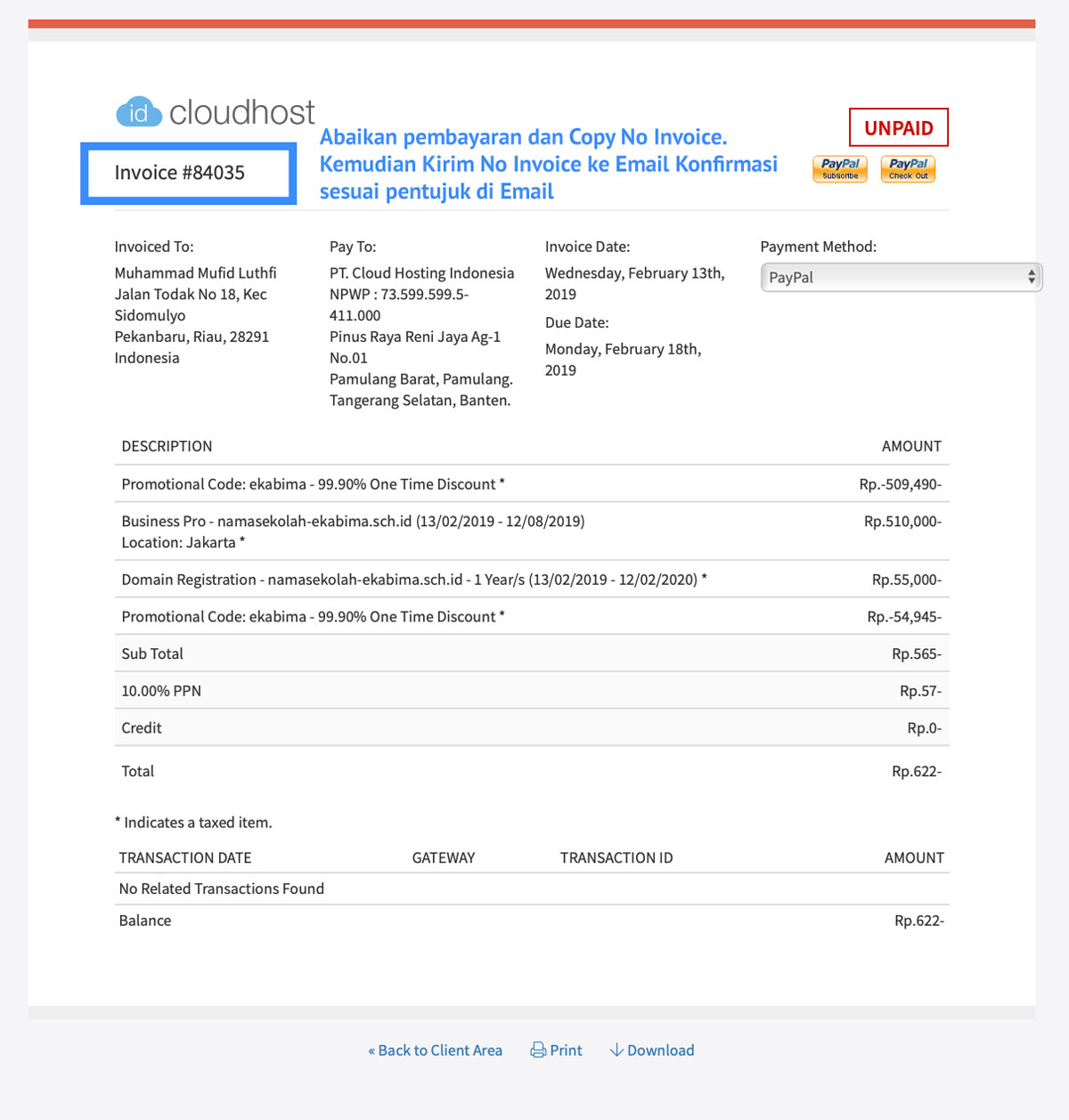 Panduan Cara Order Domain dan Hosting Program Ekabima