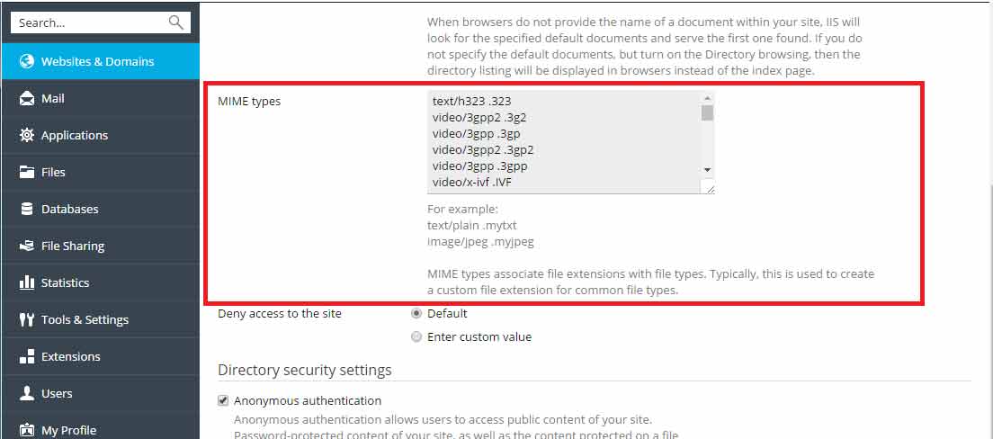 Cara Melakukan Setting MIME Types di Plesk Hosting