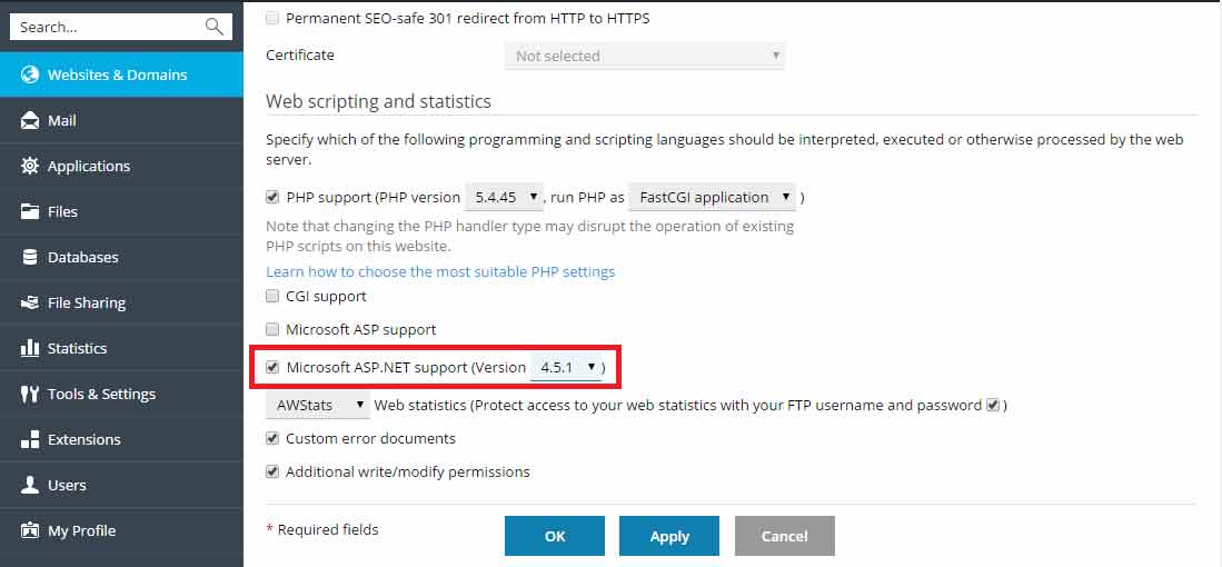 Cara Memilih Versi ASP.NET di Plesk Hosting