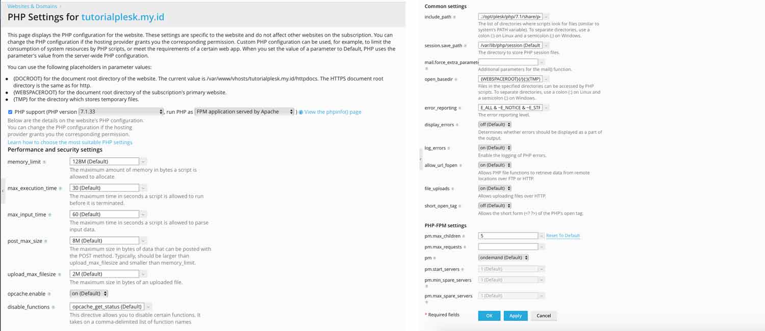Cara Memilih Versi PHP dan Konfigurasi PHP di Plesk Hosting