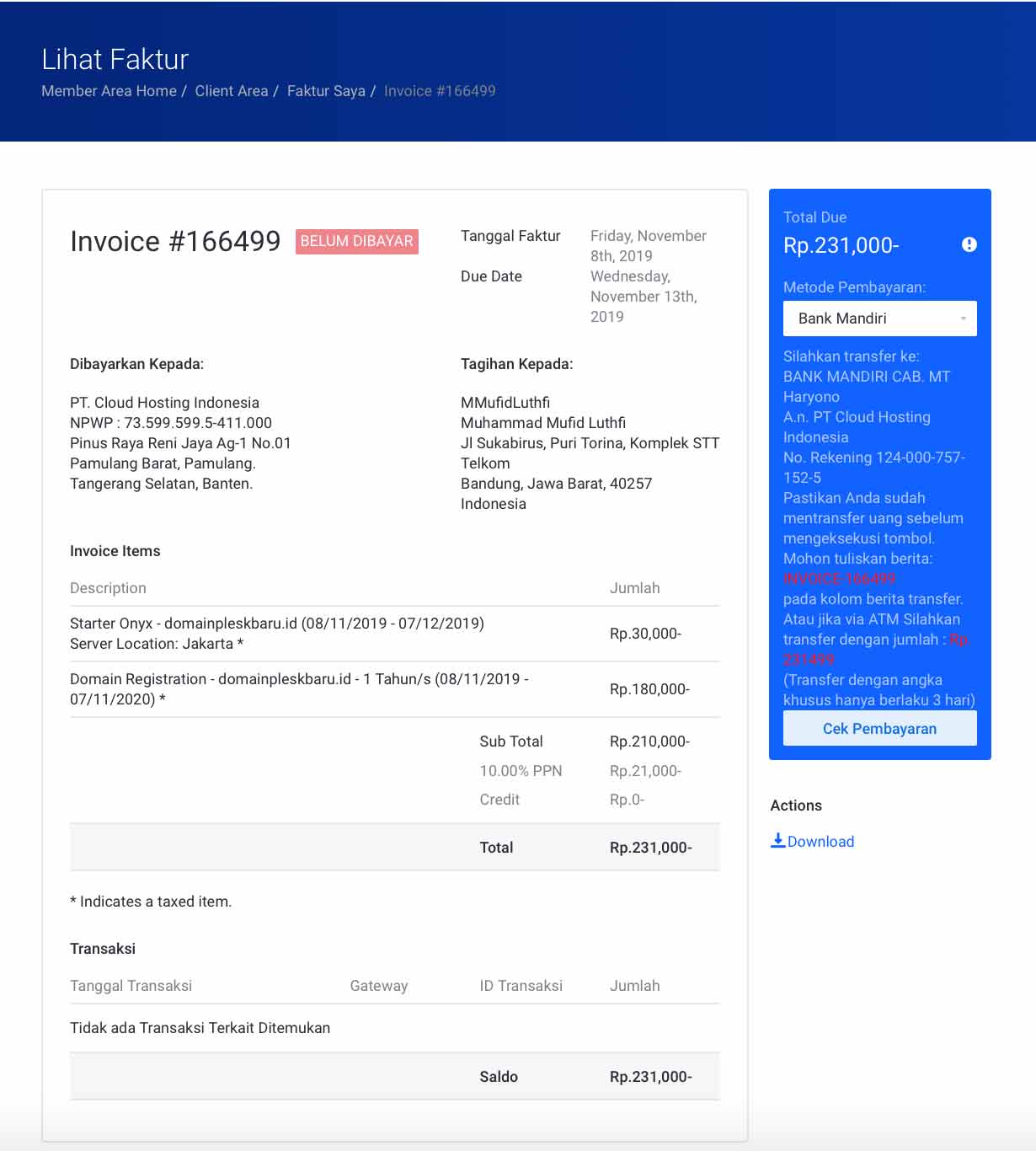 Cara Order Layanan Plesk Hosting IDCloudHost
