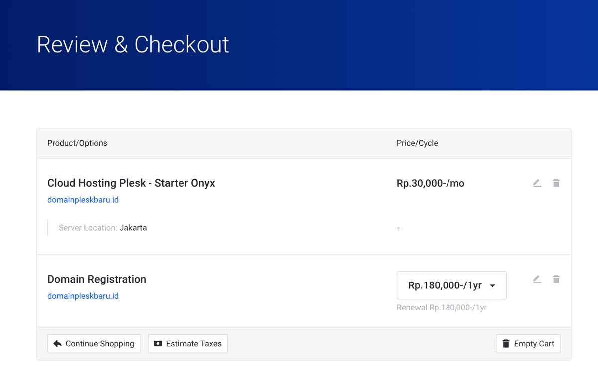 Cara Order Layanan Plesk Hosting IDCloudHost