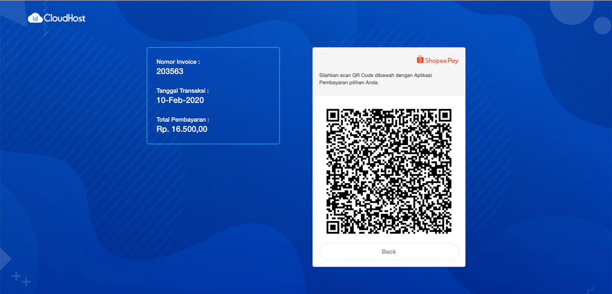 Pembayaran Layanan IDCloudHost via ShopeePay - Shopee