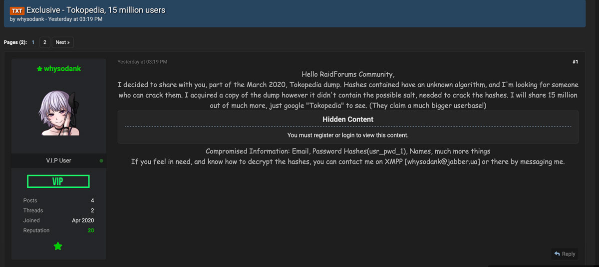 Ada lebih 15 Juta Data Pengguna Tokopedia Telah Bocor di Internet | IDCloudhost
