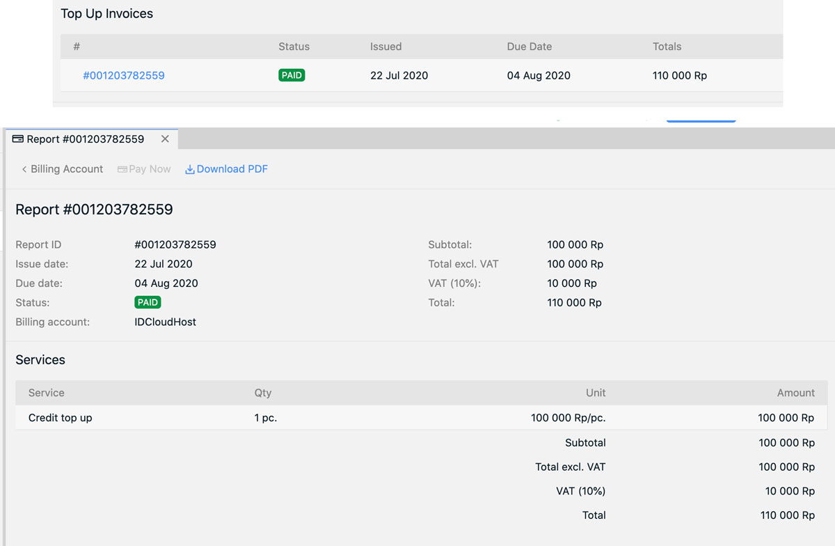Cara Download Invoice Pembayaran Layanan Server Private Cloud
