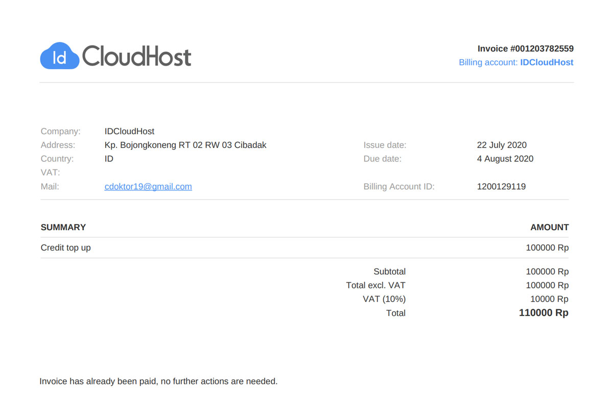 Cara Download Invoice Pembayaran Layanan Server Private Cloud