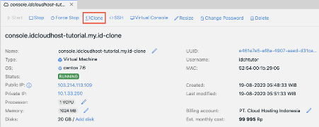 Cara Melakukan Clone / Duplicate pada Server Private Cloud | IDCloudHost