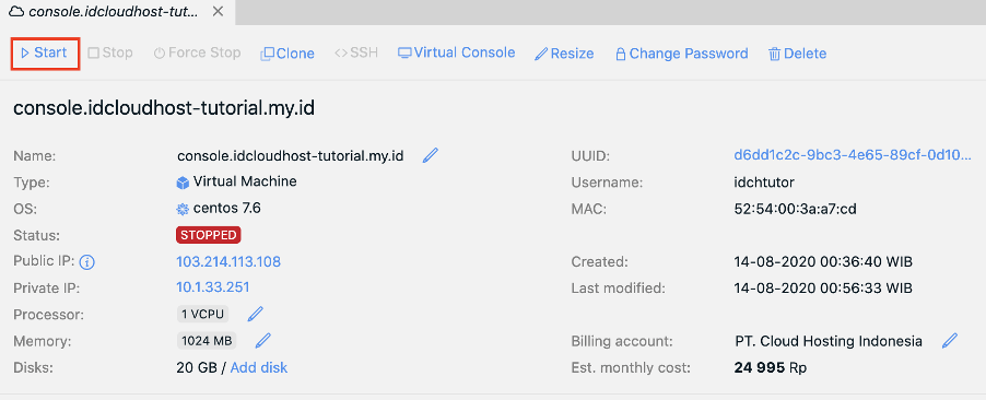 Cara Melakukan Management Start, Stop, Restart pada Server Private Cloud | IDCloudHost