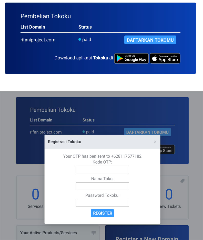 Cara Melakukan Order Layanan Tokoku di IDCloudhost