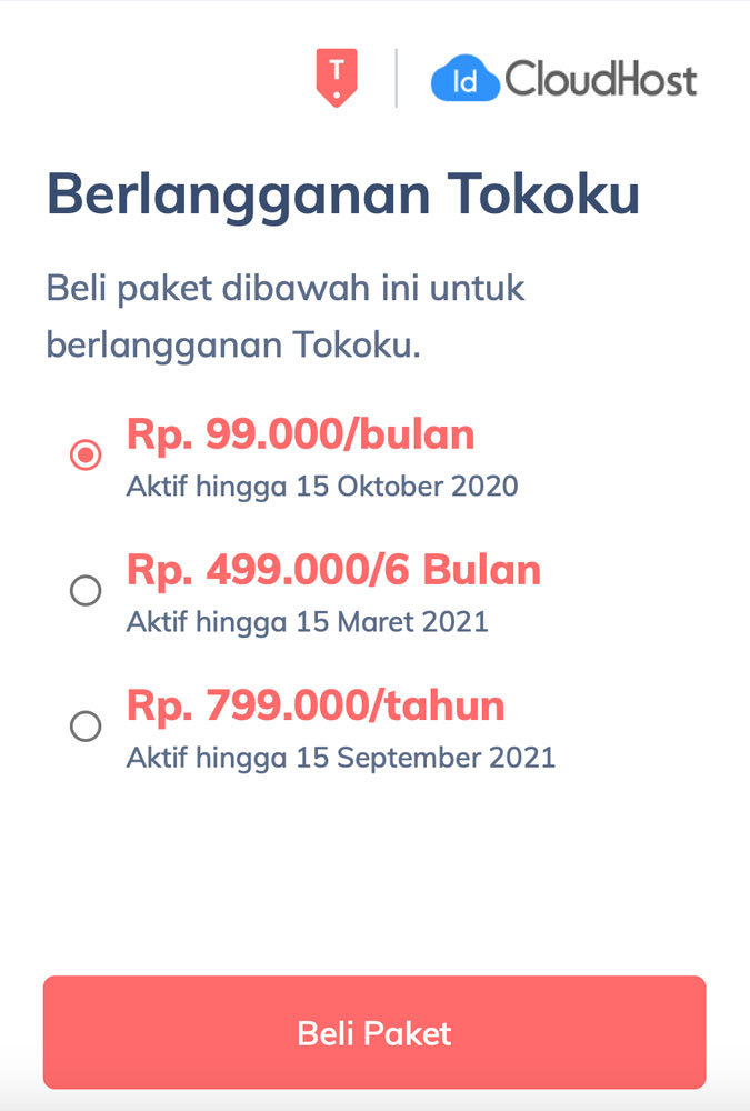 Cara Melakukan Order Layanan Tokoku di IDCloudhost