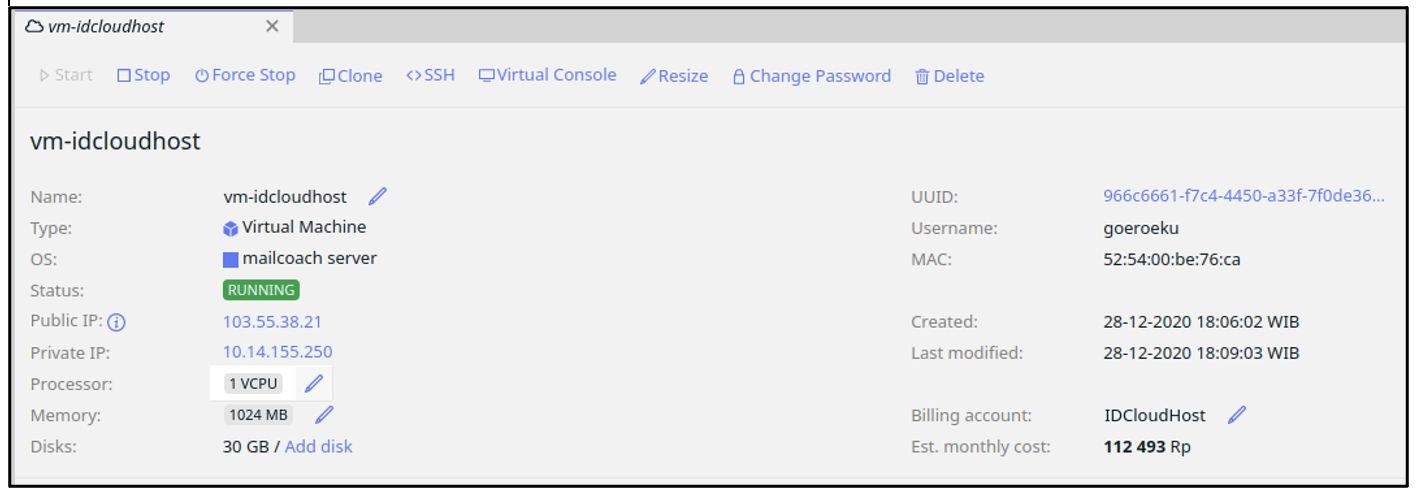 Install MailCoach di Private Cloud Server IDCloudHost (Fitur One Click / App Catalog) IDCloudhost
