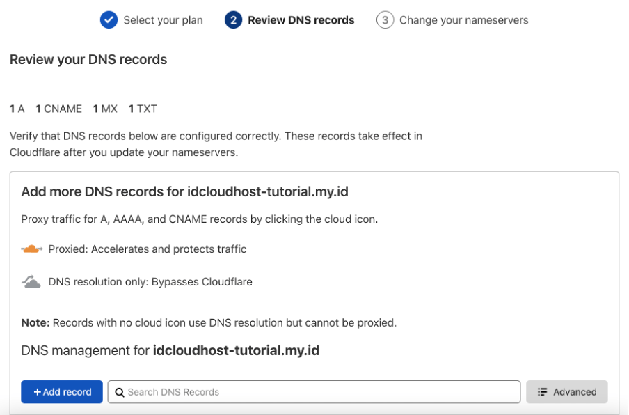 Cara Mengarahkan Domain ke Server (VPS/Dedicated Server) Menggunakan Cloudflare | IDCloudHost