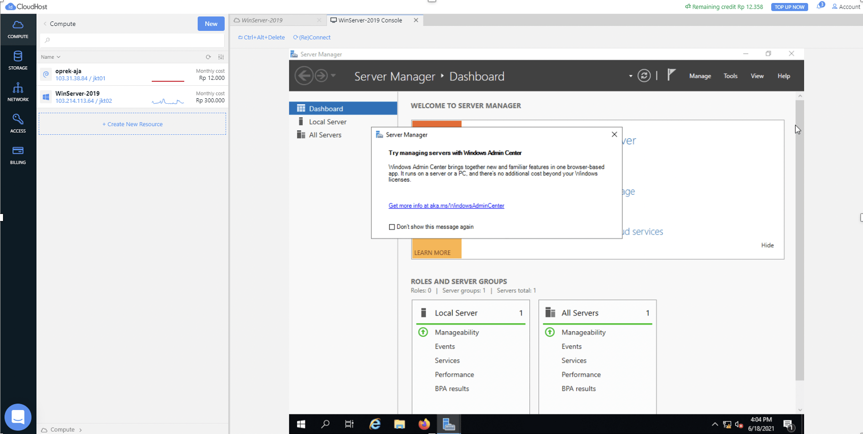 Cara Membuat VM di Cloud VPS Menggunakan Sistem Operasi Windows Server 2019