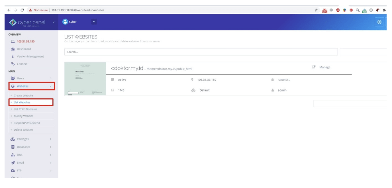 Migrasi Hosting dari cPanel ke Cyberpanel Cloud VPS IDCloudHost