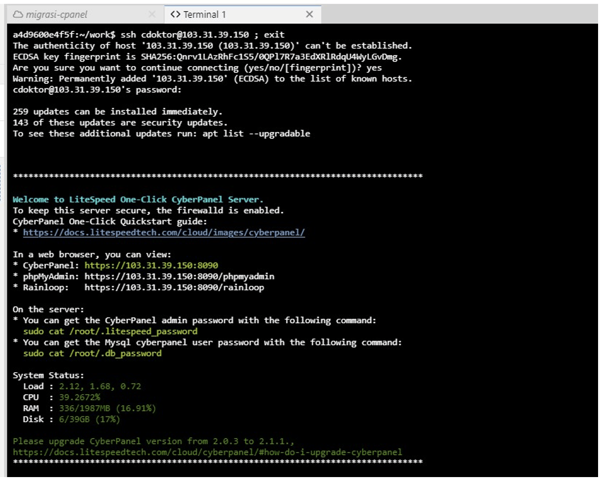 Migrasi Hosting dari cPanel ke Cyberpanel Cloud VPS IDCloudHost